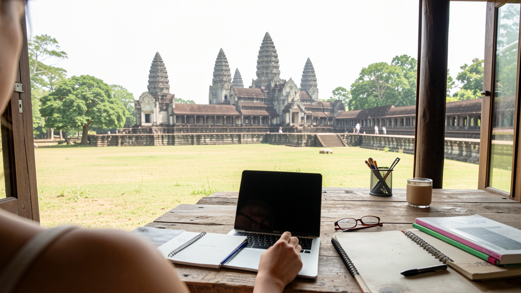 Imagen editorial que ilustra Angkor Wat: ¿la amanecida mítica o la luz vespertina? Una disección técnica